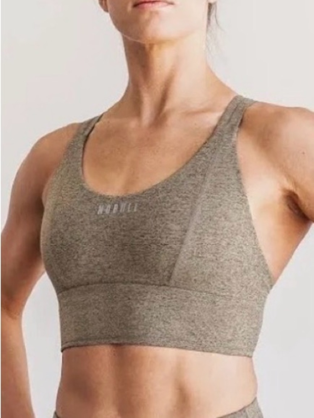 NOBULL Taupe Fallen Rock Wide Strap Sports Bra